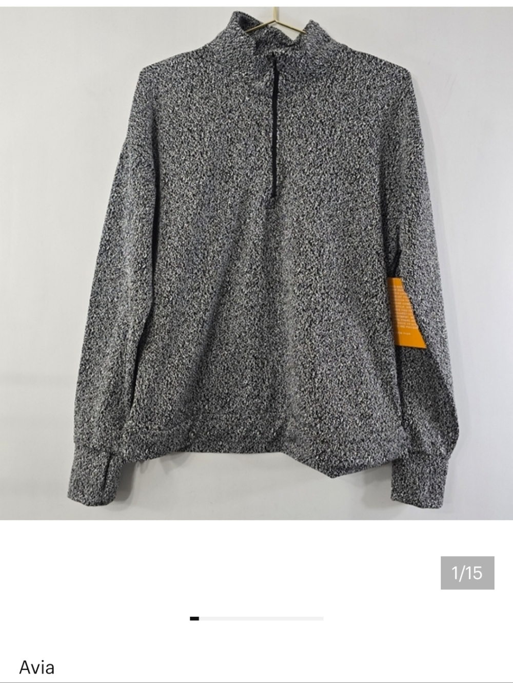 Avia Half Zip Sweatshirt Space Dye Dyed Marled Scramble Print Long Sleeve NWT M